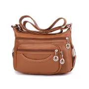 Nevenka Women Crossbody Bag Leather Handbag Pocketbook Lightweight Shoulder Purse-LightBrown