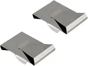 [BBAUER] 2pcs Stainless Steel Silver Double Sided Money Clip Credit Card Name Card Holder Organizer