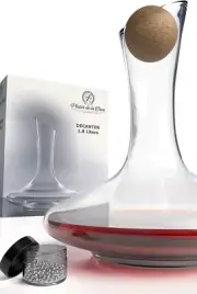 Sophisticated Round Wine Decanter - Lead-Free Crystal Gift Idea with Accessories