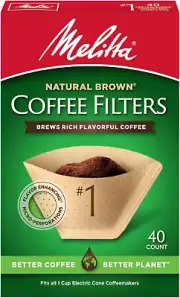 #1 Cone Coffee Filters, Unbleached Natural Brown, 40 Count (Pack of 12) 480 Tota