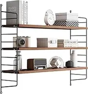 Homodoskey Floating Shelf Wall Mounted Shelves Wood Wall Shelf for 3 Tier Storage, Bathroom Shelf Wood Book Shelf Bookcase Display Rack Storage Organizer for Living Room Decor Bedroom Office