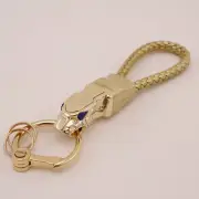 Golden Luxury Panthera Blue diamond eye PU leather rope car keychain keyring (for: Isuzu)