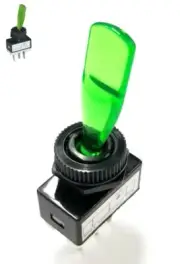 SPST ON-OFF GREEN Glow Paddle Toggle Switch 15A @ 12V DC #133271