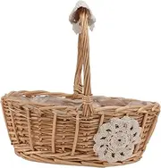 Zerodeko Handmade Rattan Basket for Storage Decorative Flower Basket Woven Storage Basket Rattan Storage Basket Khaki Multi-Functional Elegant and Attractive