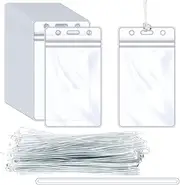 Oomcu 60 PCS Clear Plastic Luggage Tags Holders Bulk - Cruise ID Card Badge Label Tag Holder with Loops Straps for Suitcases, Backpacks, Travel, Office, Business Supplies,Baggage Name Tags