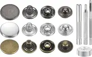 uxcell 24Set Leather Snaps Fasteners Kit 17mm Brass Press-Stud Cap Button Metal Snap Buttons with 4 Install Tools for Coats Bags Leathers Marine Boat Canvas, 3 Colors