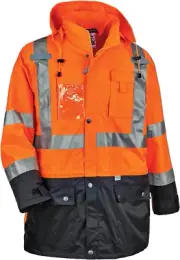 Glowear 8386 High Visibility Reflective Outer Rain Shell Jacket, 5X-Large, Orang