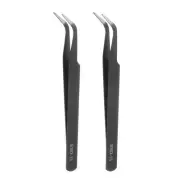 2Pcs Precision Tweezers Set ESD-15 Curved Anti-Static Craft Tweezers Kit
