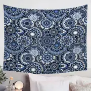 A Pile of Blue Oriental Mandalas Tapestry