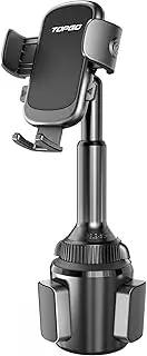 TOPGO Cup Holder Phone Mount, [Upgraded Adjustable Gooseneck & Firmly Stable] Cup Holder Phone Holder for Car, Cell Phone Automobile Cradles for iPhone 14, Samsung and More Smartphone(Black)