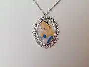 Alice in Wonderland silver necklace rockabilly retro vintage Disney Kawaii cute