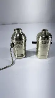 2 New Brass Bulb Sockets Pull Chain And Push Through Q