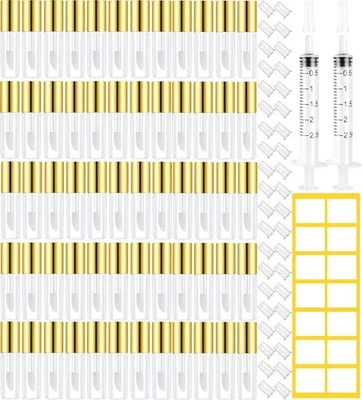 68Pcs Empt Lip Gloss Tube, 1.2ML Clear Mini Refillable Lip Balm Bottles