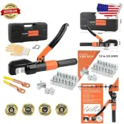Hydraulic Wire Crimper with 180° Rotatable Head for Tight Spaces - 12AWG-2/0AWG