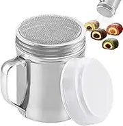 Metal Shaker with Lid, Metal Salt Pepper Shakers with Handle, Stainless Steel Salt and Pepper Shakers for Cinnamon Flour Salt Pepper