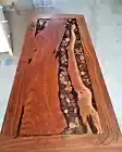 Live Edge Walnut Home Decors, clear Epoxy Resin Dining Table Kitchen Slab Table