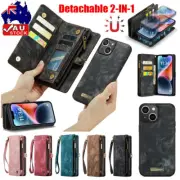 Detachable Cover Leather Wallet Case For iPhone 16e 16 15 14 13 12 11 Pro Max XS