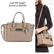 COACH 12117 SWAGGER 27 LEATHER SATCHEL BAG Crossbody NWT, Dark Stone