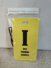 Inventive Travelware " I Love Baggage Handlers" Yellow Luggage Tag