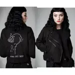 全新正品｜英國DISTURBIA 質料超舒服 黑色羊毛機車外套 夾克 短版 顯瘦 UK8 BIKER JACKET