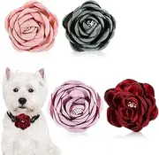 4 Pieces Dog Collar Flowers Bulk Pet Flower Dog Charms Flower for Cat Puppy Dog Collar Grooming Accessories