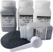 Rock Tumbler Refill Grit Media Kit (3 pounds)| 4 Steps for Tumbling Stones Compt