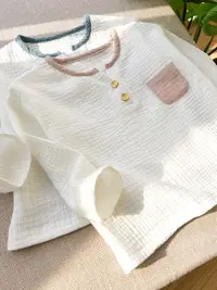 在飛比找樂天市場購物網優惠-兒童寶寶空調服純棉薄款長袖上衣男女嬰兒漢服小童棉麻衣服夏季