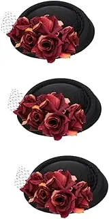 [BESTYASH] 3 Pcs Lightweight Show Host Hat Women's Party Cap Decorative Tea Party Headwear