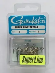 Gamakatsu SUPERLINE TREBLE Size 4 11 Count New FREE SHIP 57108