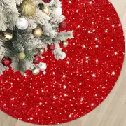 Red Christmas Tree Skirt 60 Inch Glitter Large Tree Skirts Sequined Velvet Xm...