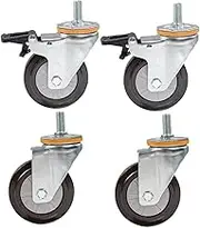 castors 4 Heavy Duty Casters M14 M16 Thread Stem Rubber Silent Universal Swivel 400kg Trolley Industrial Transport Wheel with Brake for Dini