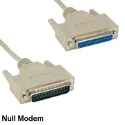 KNTK 6' Null Modem DB25 to DB25 Extension Cable 28AWG RS-232 Male to Female Cord