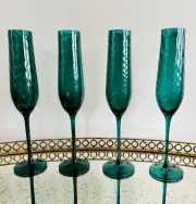 NWT Godinger Infinity Emerald Crystal Champagne Flute, Set/4