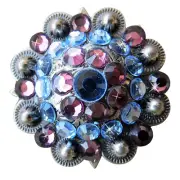 43HS Set Of 16 Western Screw Back Concho Amethyst Sapphire Crystal Cowgirl