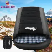 Weisshorn Sleeping Bag Single Camping Hiking Tent Thermal Black -20°C-10°C Grey