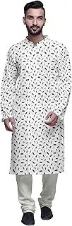 [Atasi] Party Wear Kurta Pajama for Men Mandarin Collar Long Sleeve Ethnic Kurta Pajama