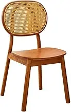 CVBFDB Dining Chair Household Rattan Chair Backrest Chair Retro Leisure Solid Wood Dining Table and Chairs
