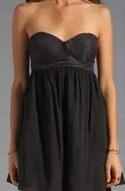 One Teaspoon Black Metallic Strapless Dress