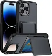 for iPhone 14 Pro Max Case with Credit Card Holder (3 Cards) &Kickstand, Military Grade Drop Protection, Rugged Hard Back for iPhone 14 Pro Max Wallet Phone Case, 6.7" 2024