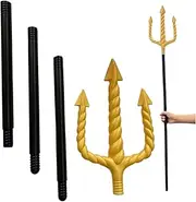 Trident, Trident 47 in Long Golden Spear for Kids, Adults Decorative Halloween Devil Pitchfork for Seas, Devil, Mermaid