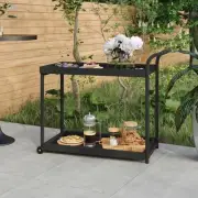 Bar Cart Black 100x45x83 cm Poly Rattan Outdoor Serving Cart Patio Furnitu 16666