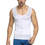Men Slimming Body Shaper Belly Tummy Control Compression Vest Underwear Shirt White M