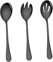 AUTSUPPL 1Set Stainless Steel Salad Serving Utensil Cutlery with Slotted Spoon Serving Fork Compact Design for Buffets and Restaurants Reusable Kitchen Essentials