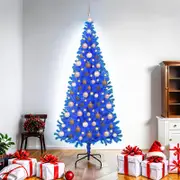 Artificial Christmas Tree LEDs&Ball Set Blue 180 cm PVC