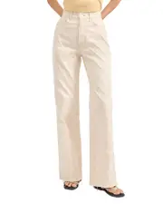Veronica Beard Taylor High Rise Wide Leg Jeans in Ecru