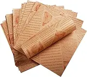 200 Pcs Deli Wax Paper Sheets for Small Size Food Basket and Plate liners 7 x 7 Inch Old Newspaper Style Printed Greaseproof Deli Paper (Brown)