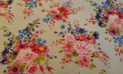 2 Yards Cotton Duck/Home Decor Fabric *Teal Floral Bouquet & Butterflies