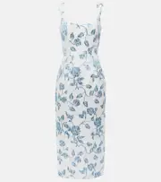 [Markarian] Markarian Floral linen midi dress AU 6 blue