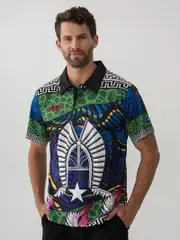 Kulture Indigenous Green And Black Polo