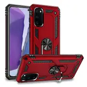 For Samsung Galaxy Note 20 /Note 20 5G 6.7 Case, Military Grade 360 Degree Rotating Metal Magnetic Ring Car Mount Holder Kickstand Shockproof Heavy Duty Cover (Red)